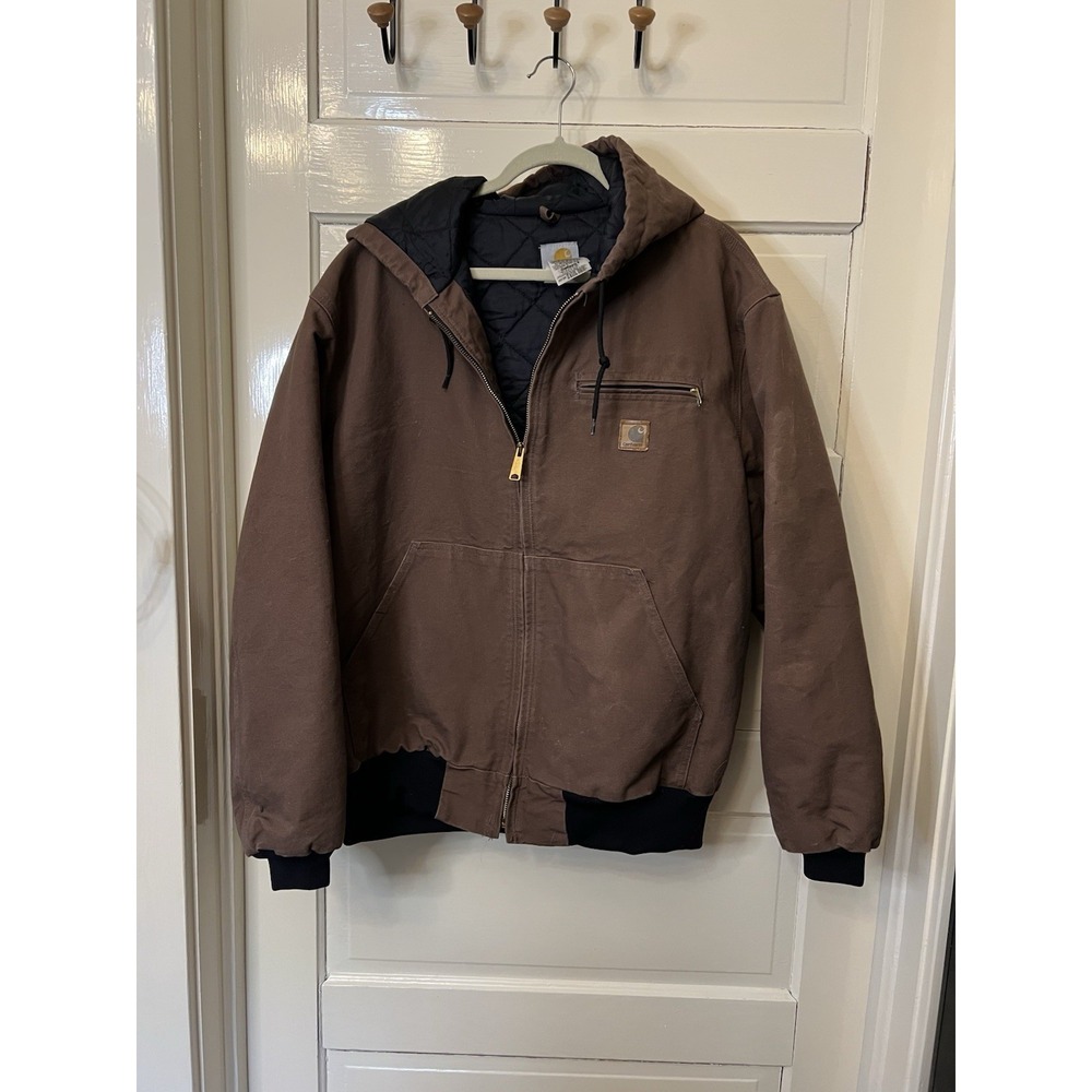 Vtg Carhartt J227 CHT chocolate Duck Canvas Workwear Jacket 14806 XL Thrashed